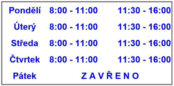 Úřední hodiny ZC Holešov